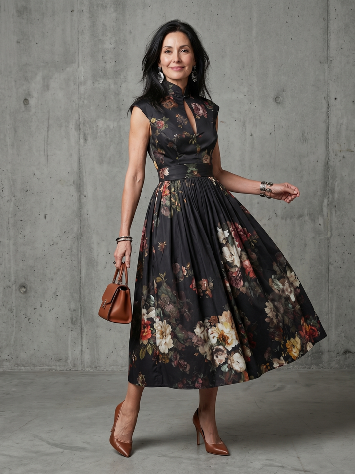 Mónica | Vestido midi plisado floral