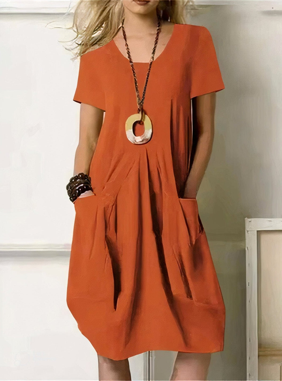 Carmen - Vestido casual fluido - Naranja