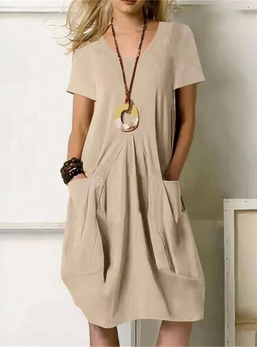 Carmen - Vestido casual fluido - Beige