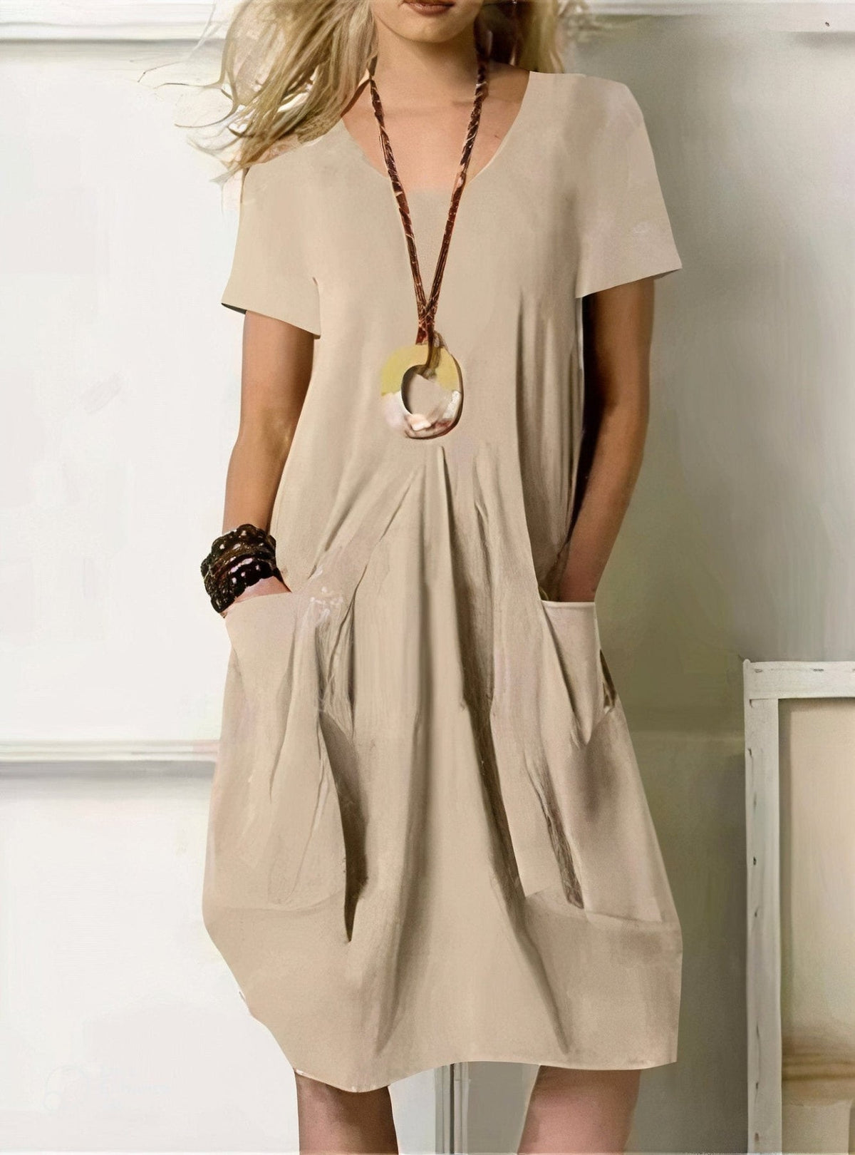 Carmen - Vestido casual fluido - Beige