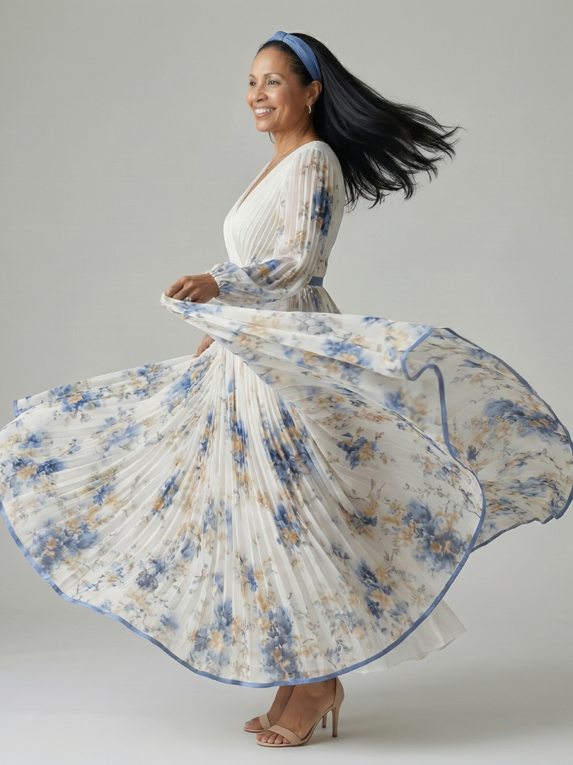Eva | Vestido midi cruzado plisado