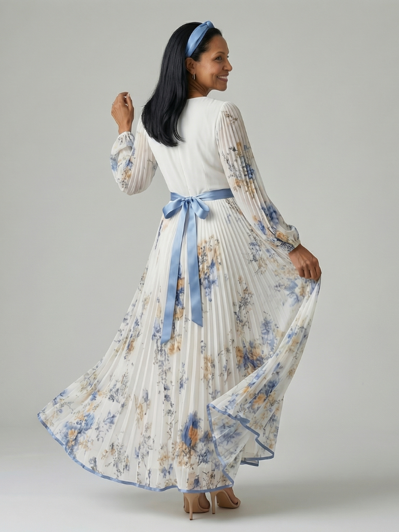 Eva | Vestido midi cruzado plisado