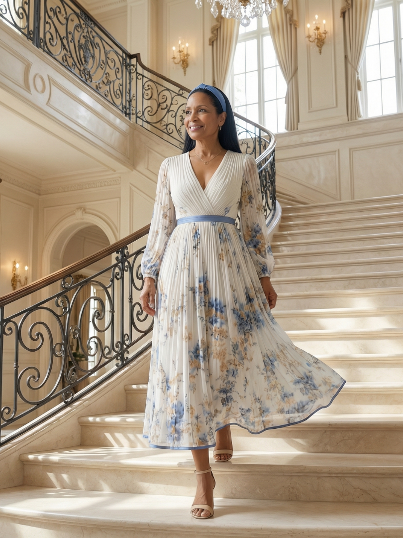 Eva | Vestido midi cruzado plisado
