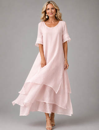 Aurora - Vestido maxi fluido - Rosa