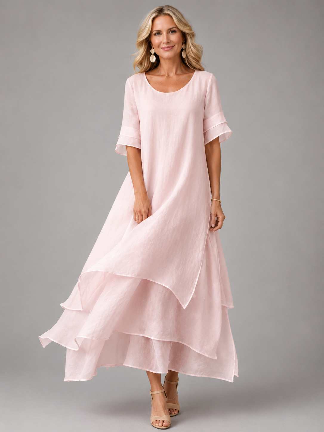Aurora - Vestido maxi fluido - Rosa