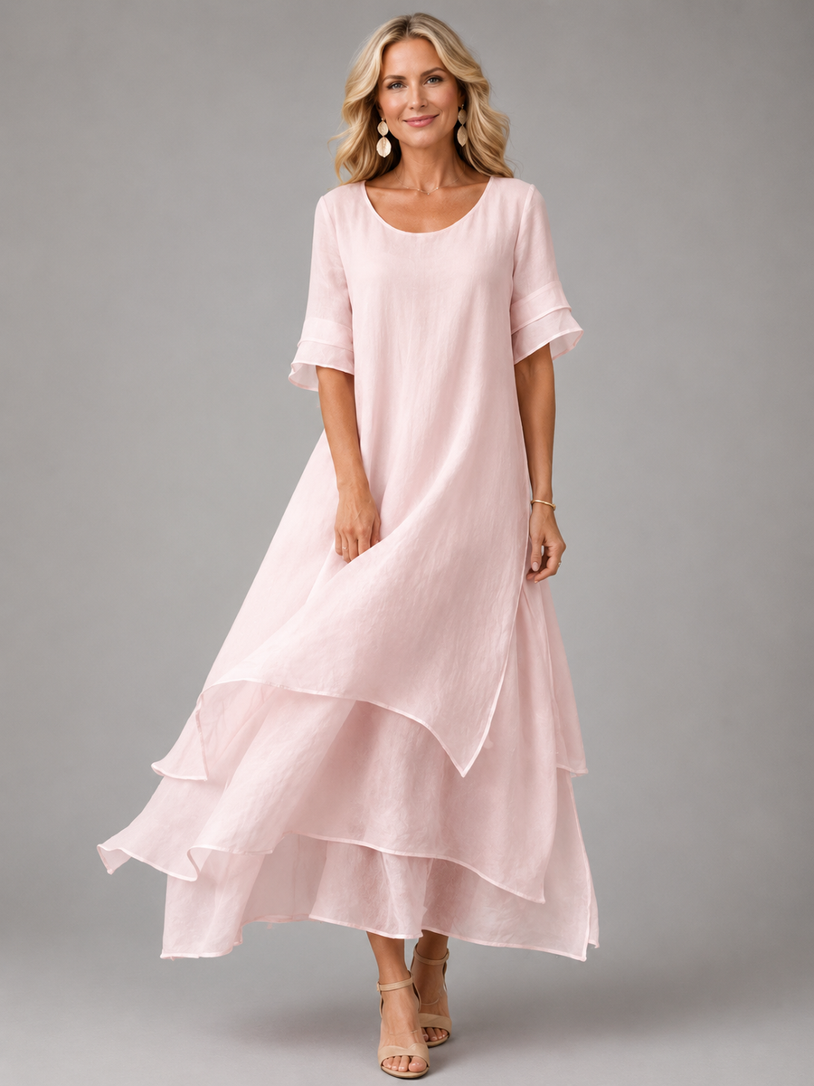 Aurora - Vestido maxi fluido - Rosa