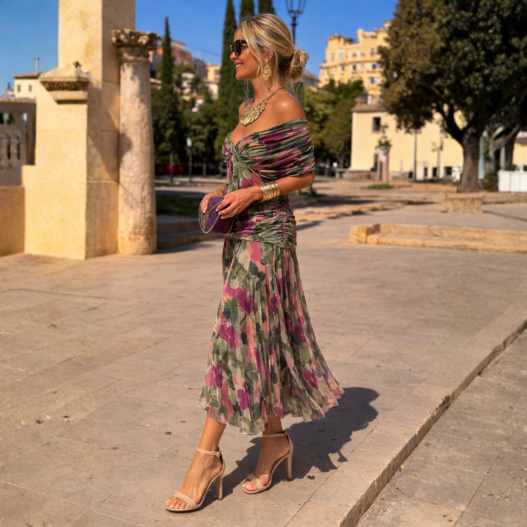 Mikaela - Vestido Largo Off-Shoulder