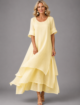 Aurora - Vestido maxi fluido - Amarillo