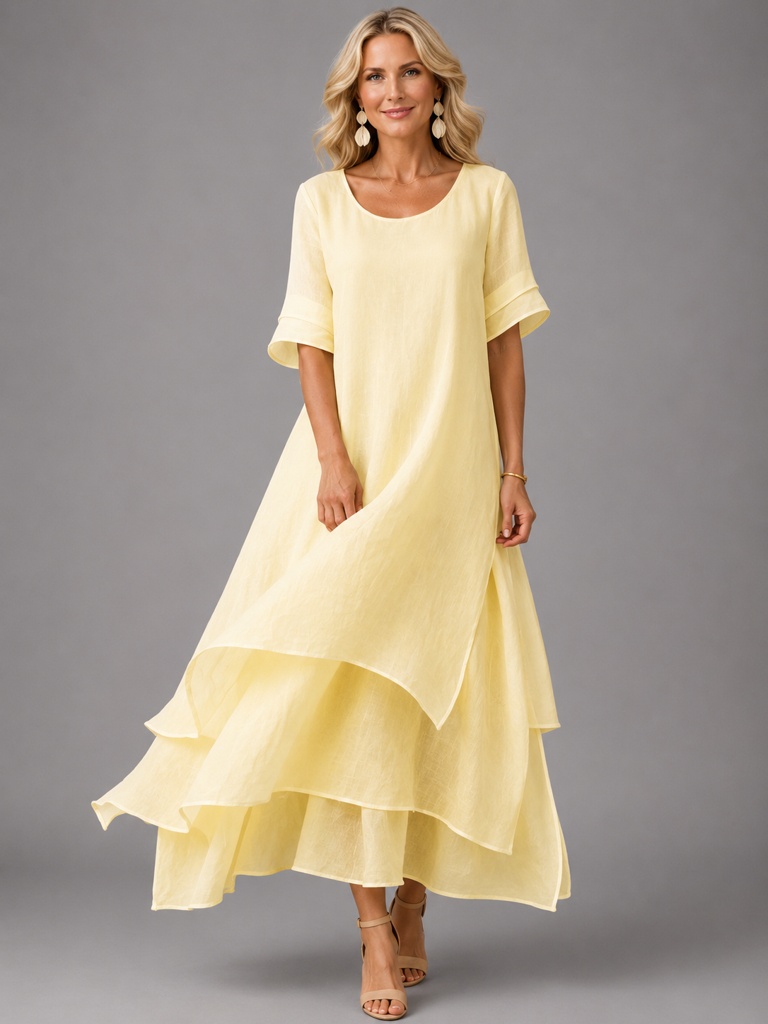 Aurora - Vestido maxi fluido - Amarillo