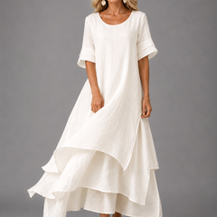 Aurora - Vestido maxi fluido - Blanco