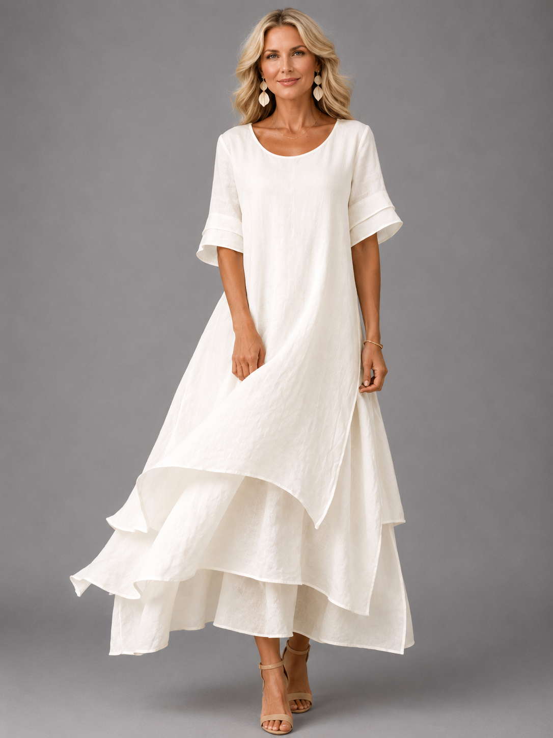 Aurora - Vestido maxi fluido - Blanco