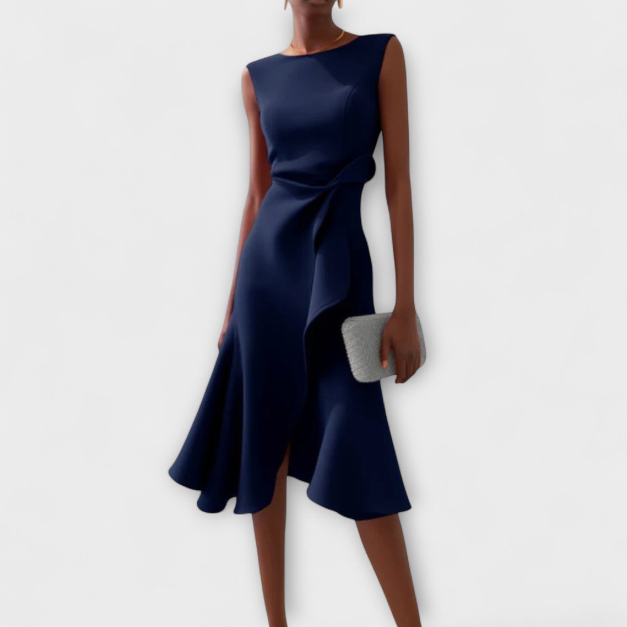 Alina | Elegante Vestido Midi para Damas Plisado Asimétrico