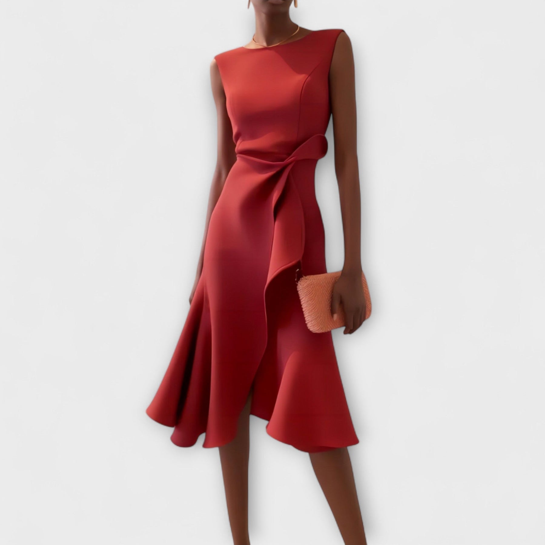 Alina | Elegante Vestido Midi para Damas Plisado Asimétrico