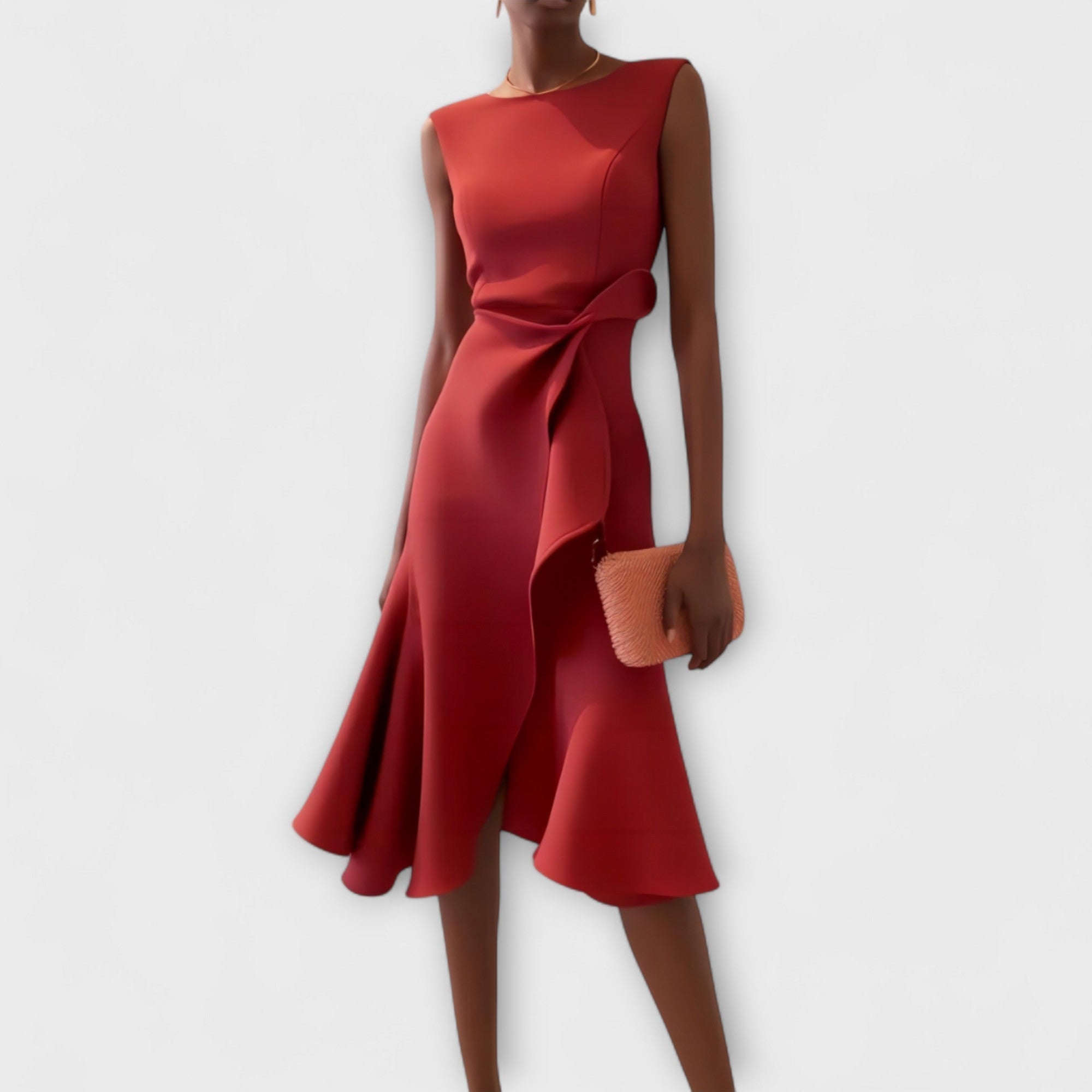 Alina | Elegante Vestido Midi para Damas Plisado Asimétrico
