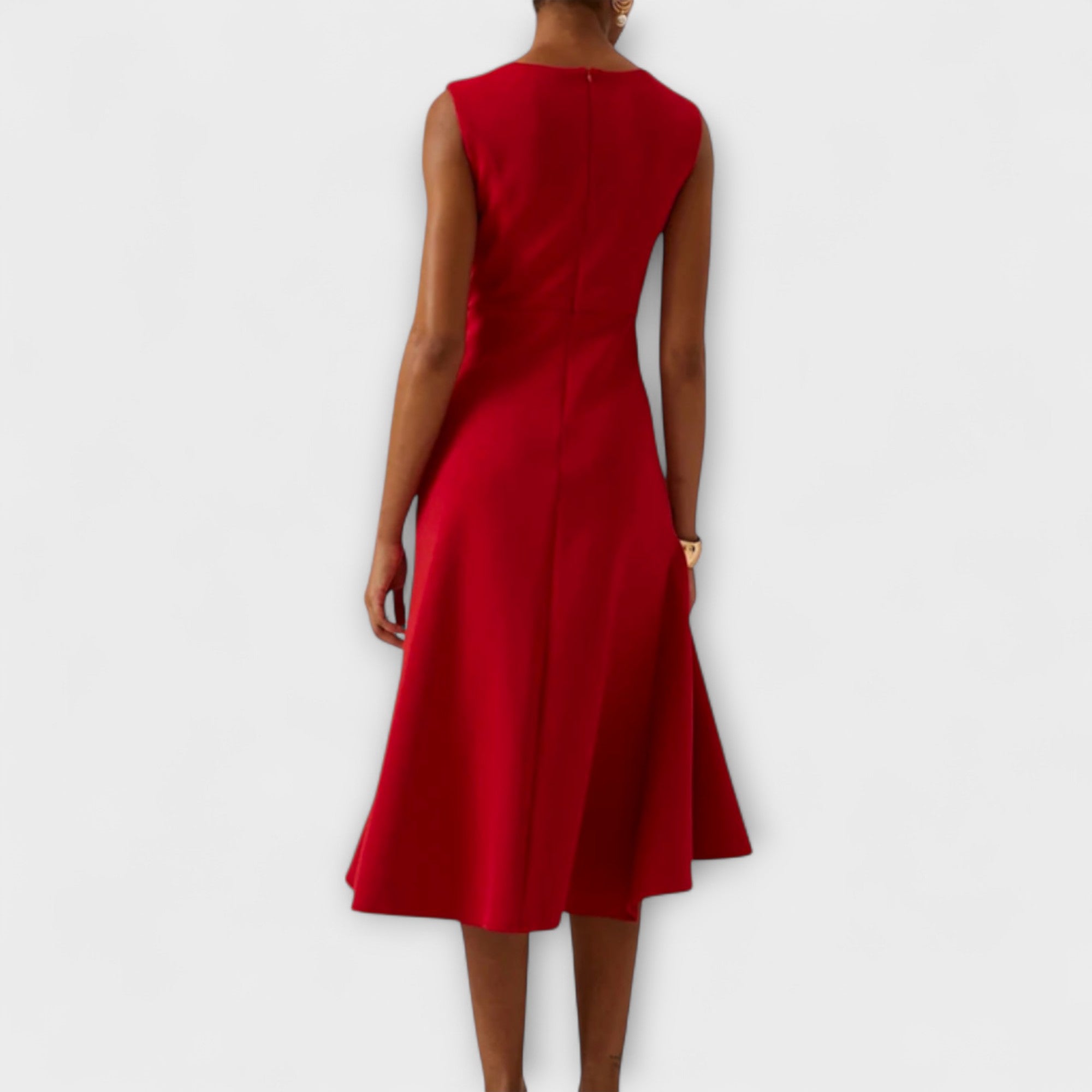 Alina | Elegante Vestido Midi para Damas Plisado Asimétrico