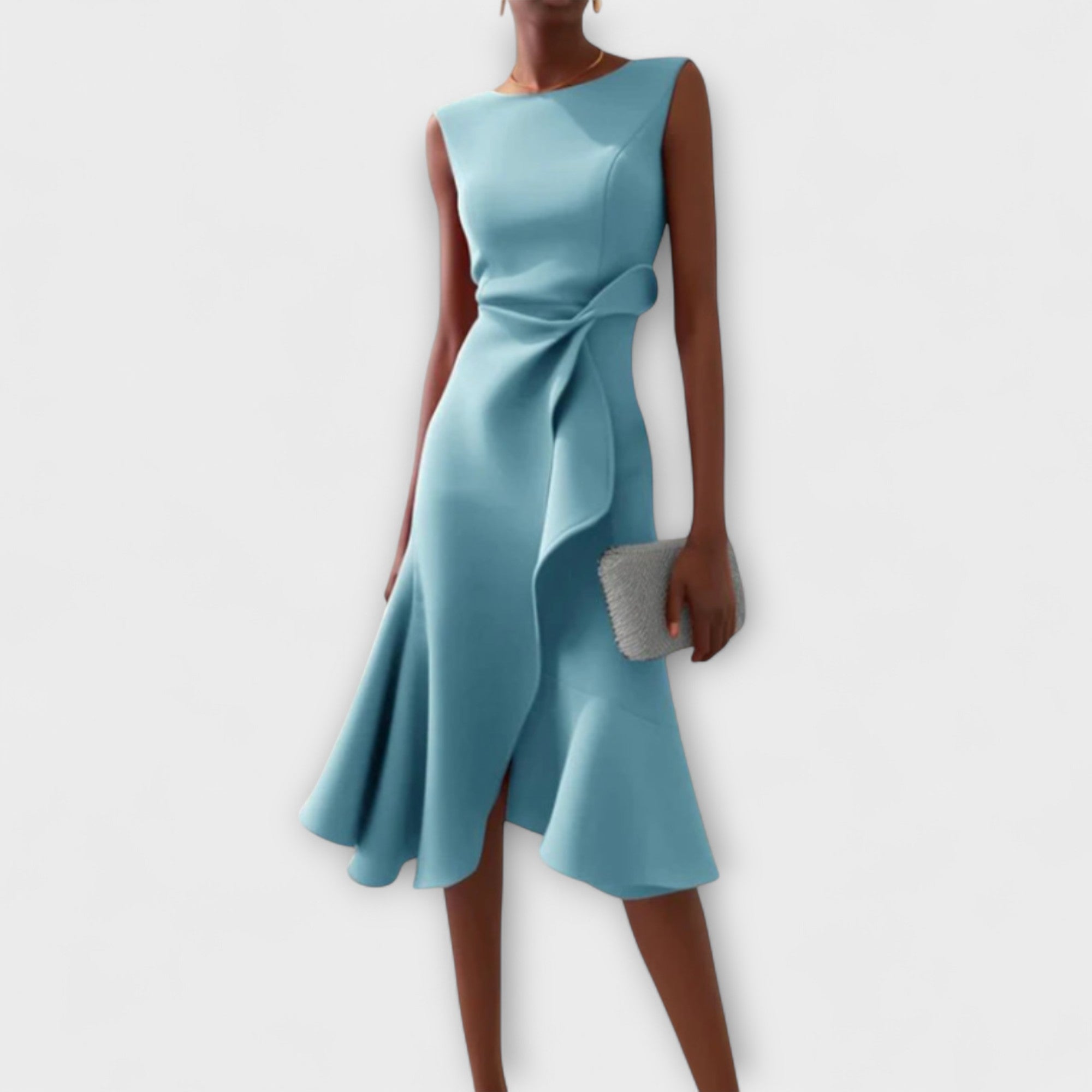 Alina | Elegante Vestido Midi para Damas Plisado Asimétrico
