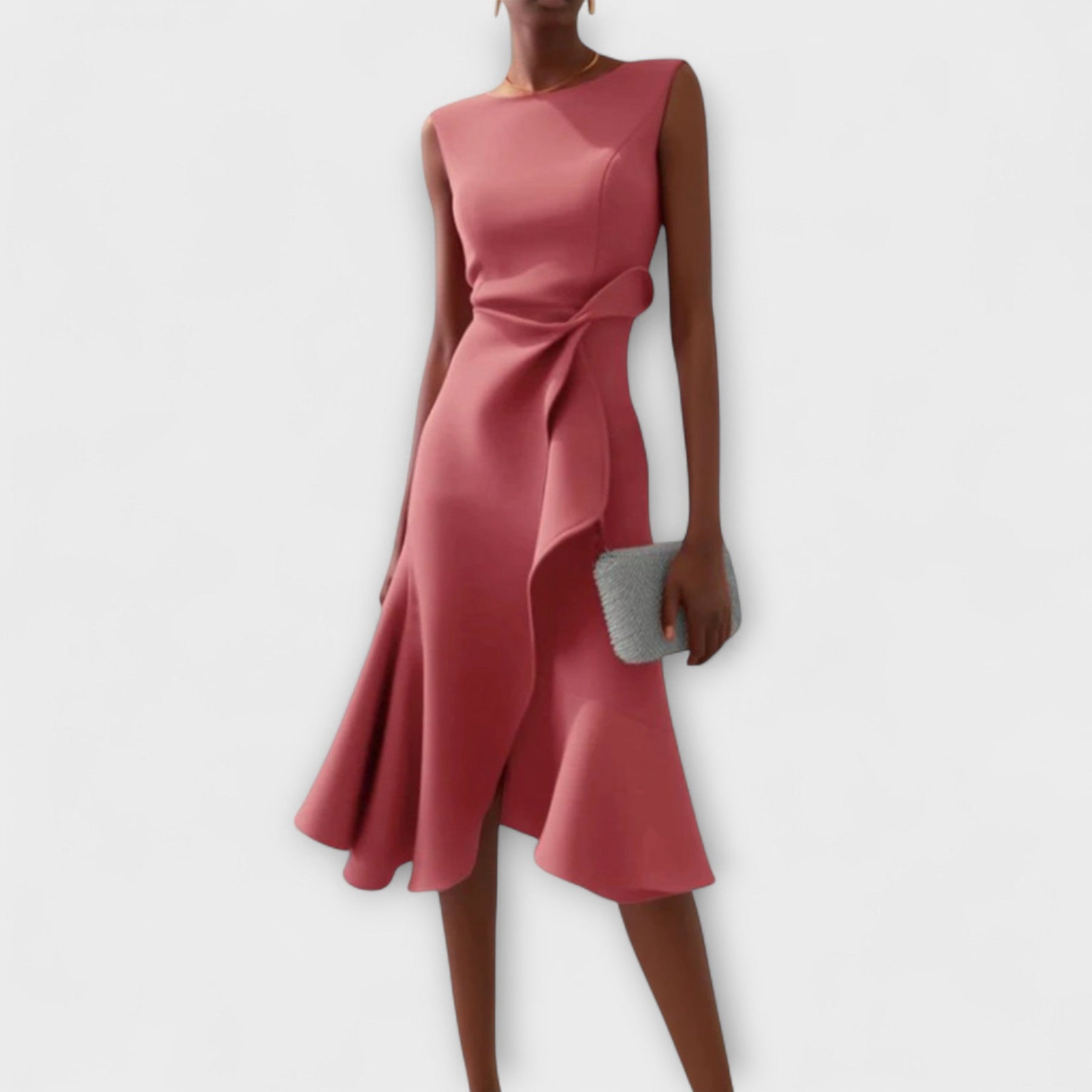 Alina | Elegante Vestido Midi para Damas Plisado Asimétrico
