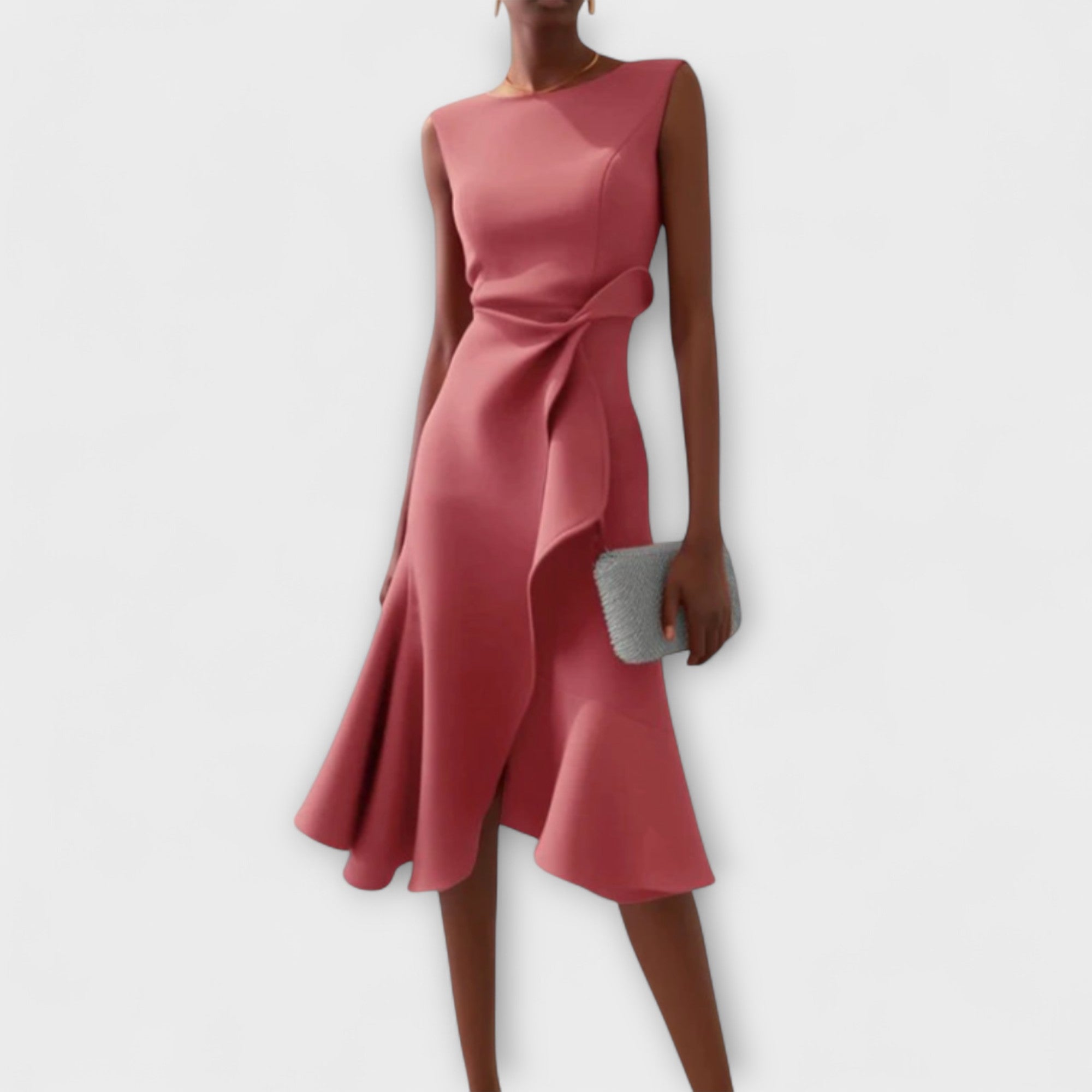 Alina | Elegante Vestido Midi para Damas Plisado Asimétrico