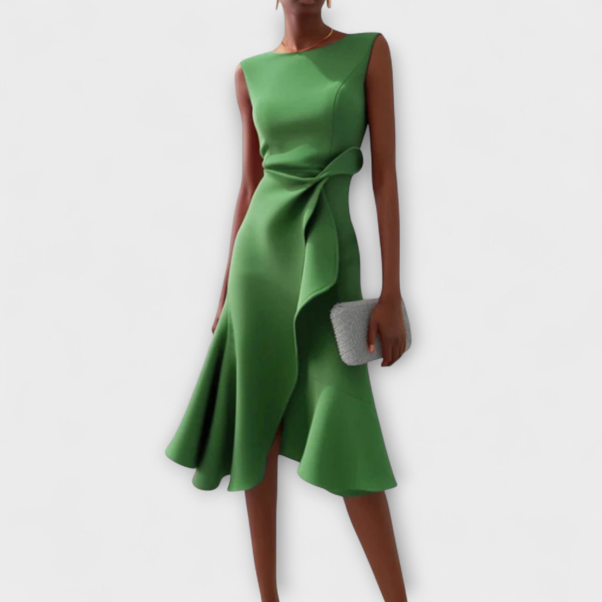 Alina | Elegante Vestido Midi para Damas Plisado Asimétrico