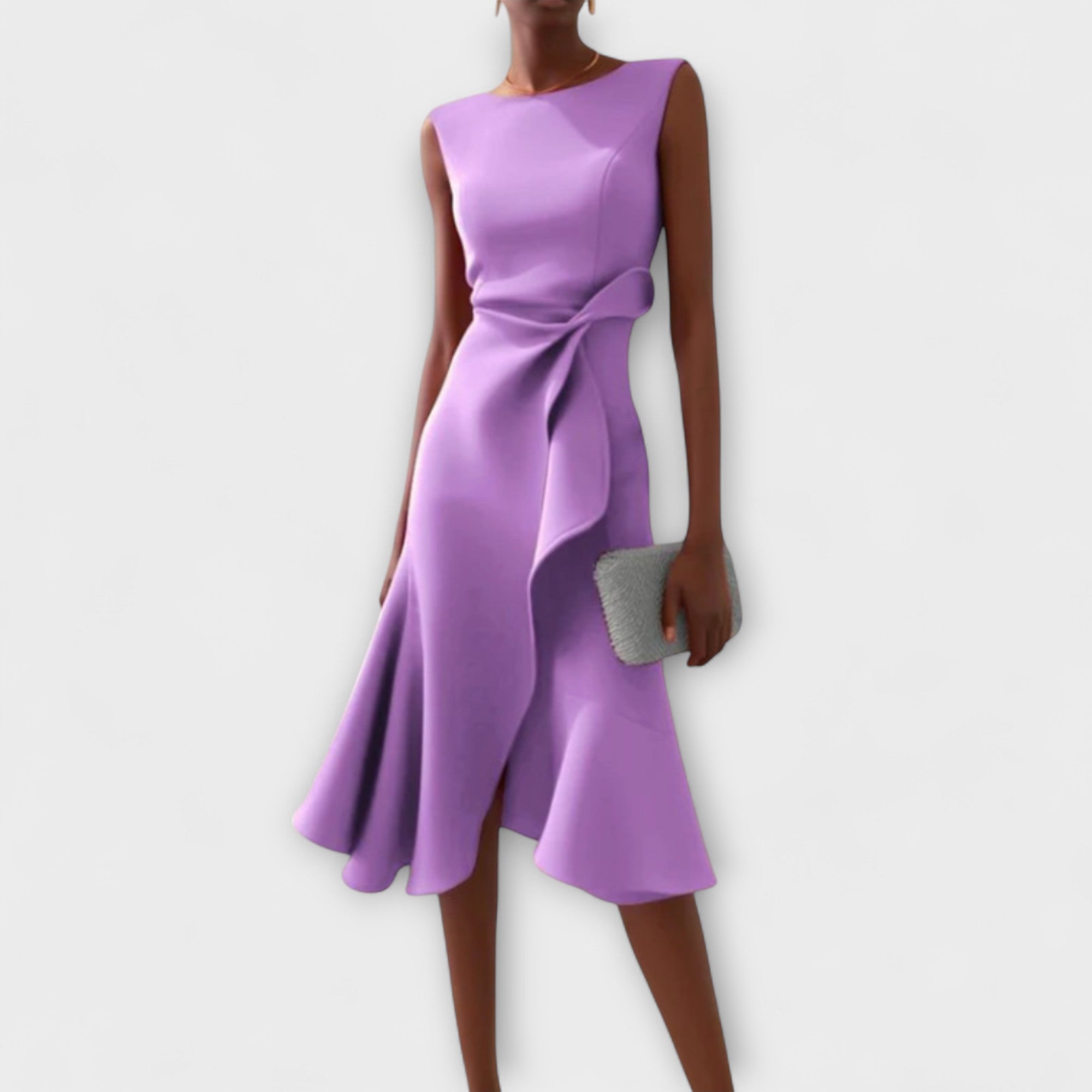 Alina | Elegante Vestido Midi para Damas Plisado Asimétrico