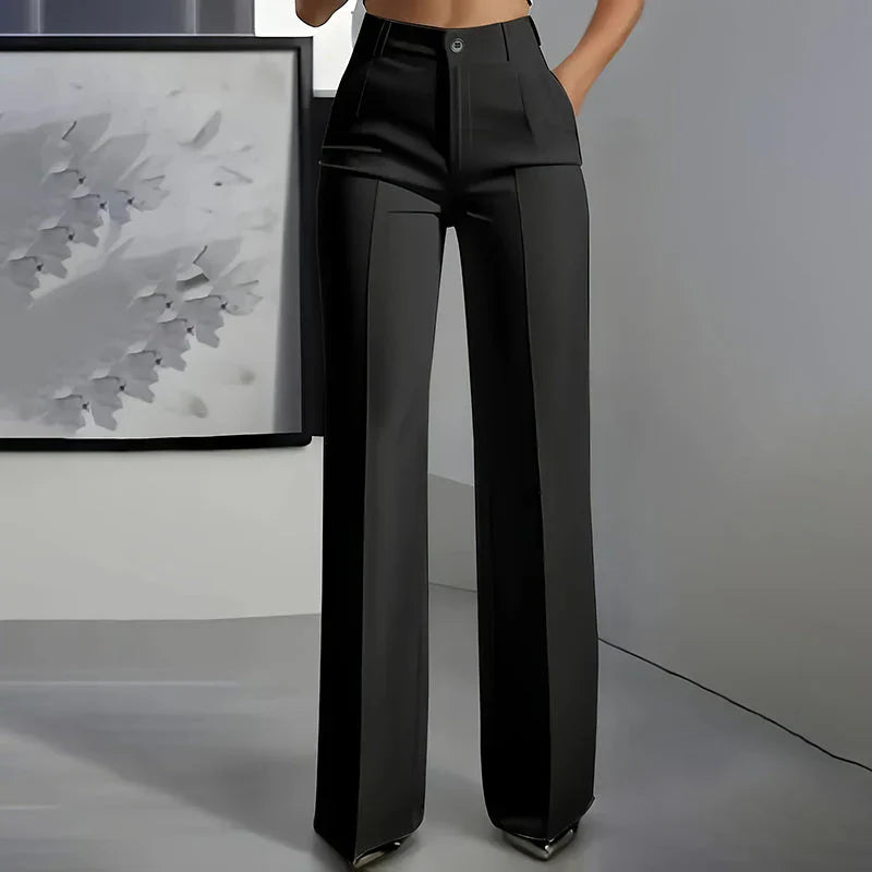 Emma | Pantalones de tiro alto de corte recto y elegante