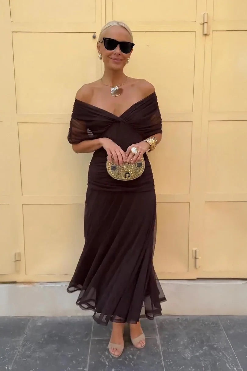 Mikaela - Vestido Largo Off-Shoulder