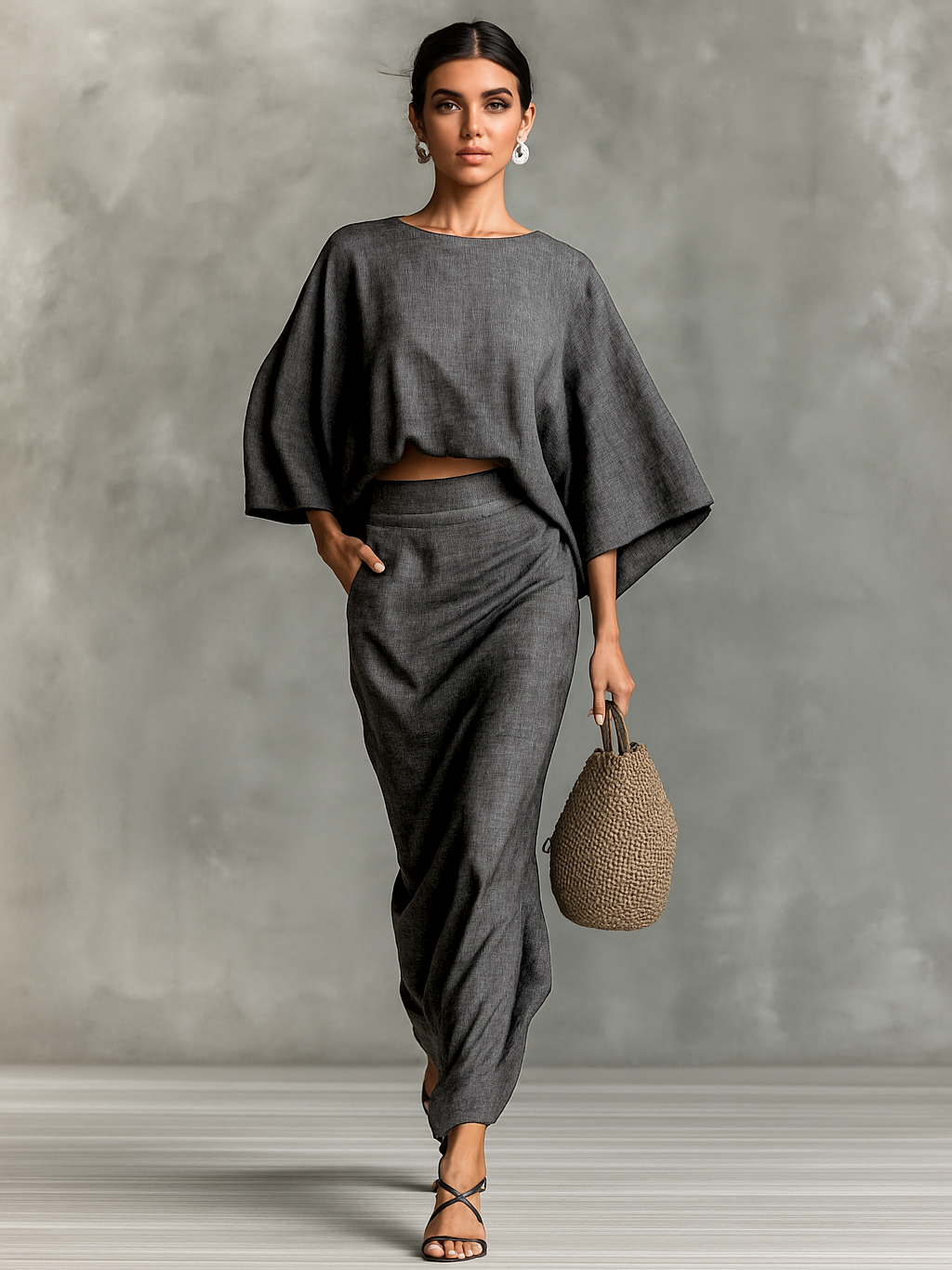 Selene | Top manga murciélago y falda maxi